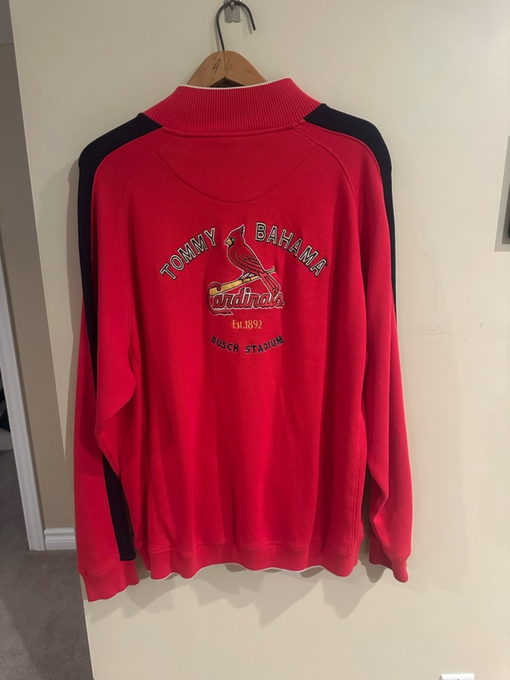 Tommy Bahama Red and Black Baseball Pullover